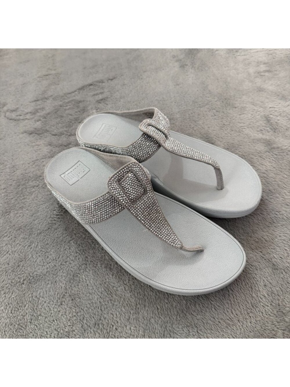Fitflop Isabelle Toe Post Sandals Shoes Gray Womens 9 Comfort Fit Flops